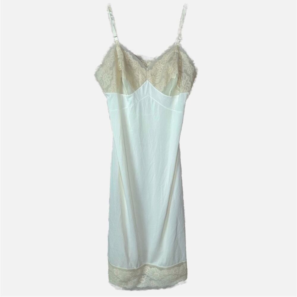 Beautiful Vintage Floral Accent Slip Dress - CREAM